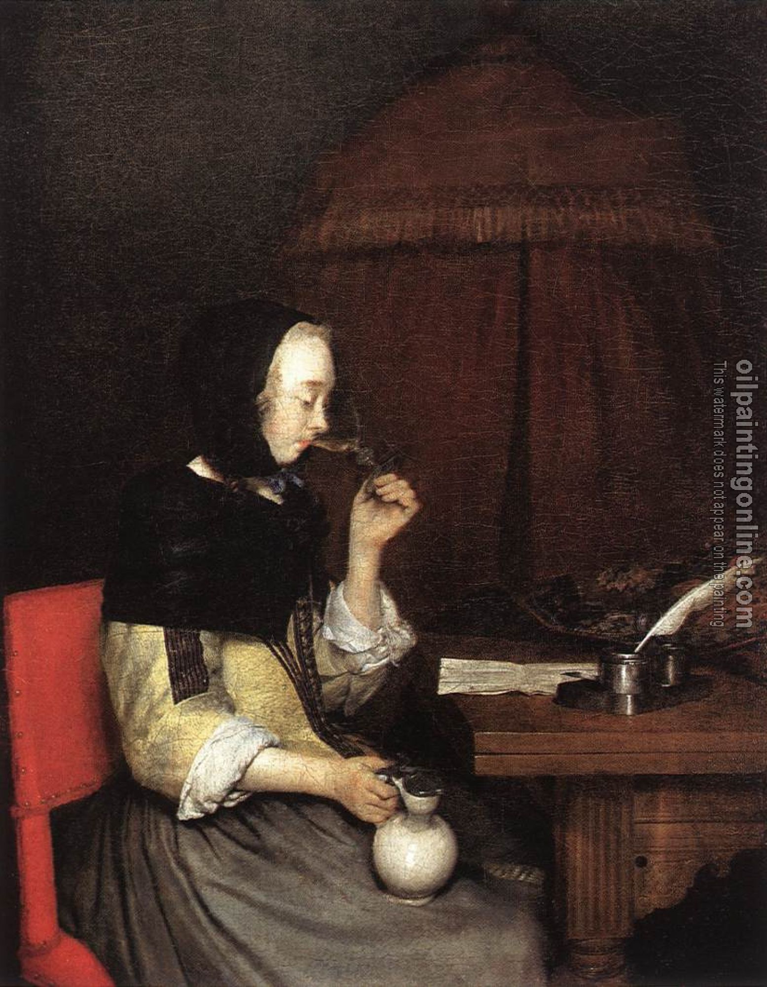 Borch, Gerard Ter - Woman Drinking Wine